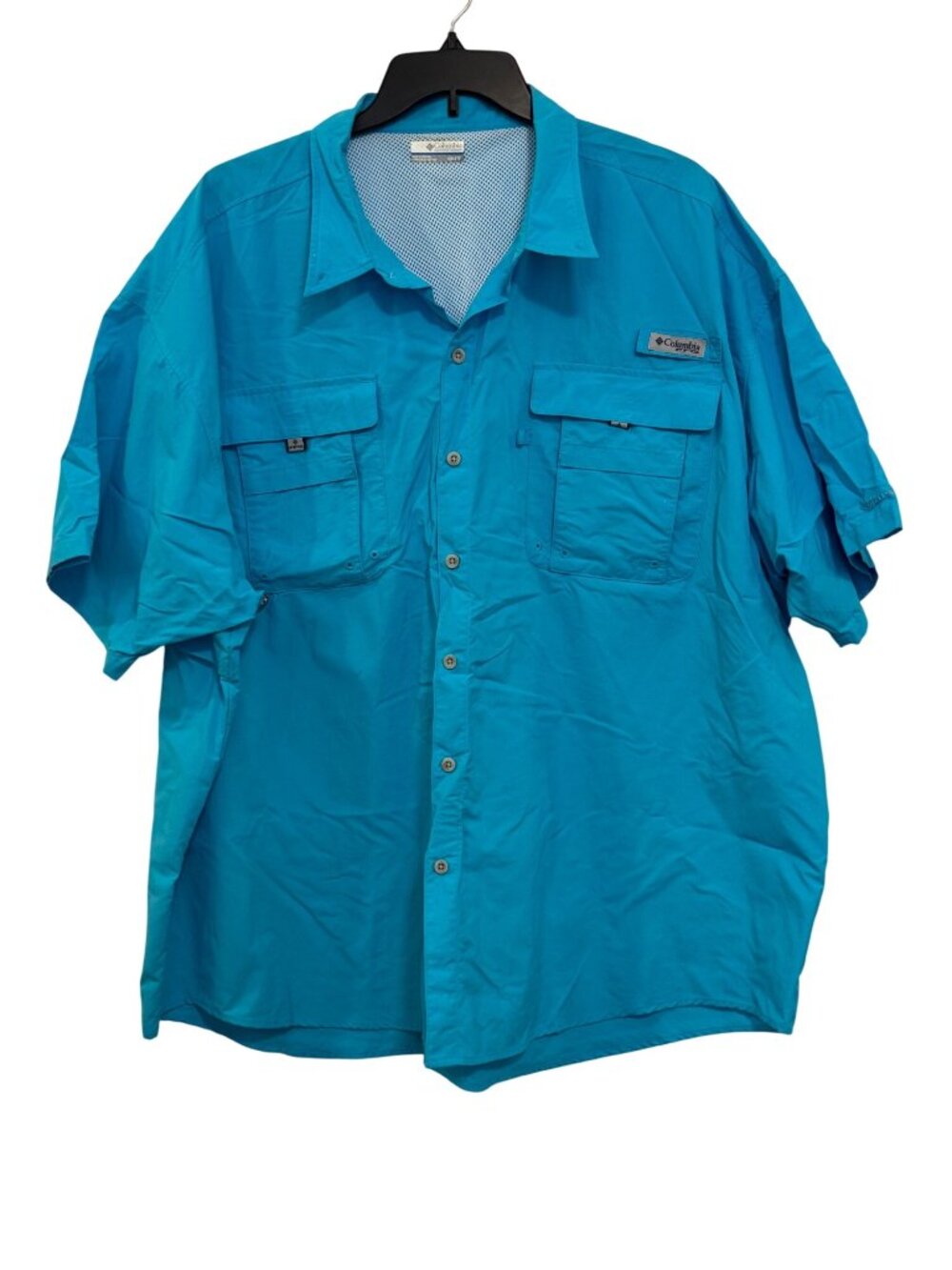 Columbia PFG Mens 4X Blue Vented Fishing Shirt Short Sleeve Nylon